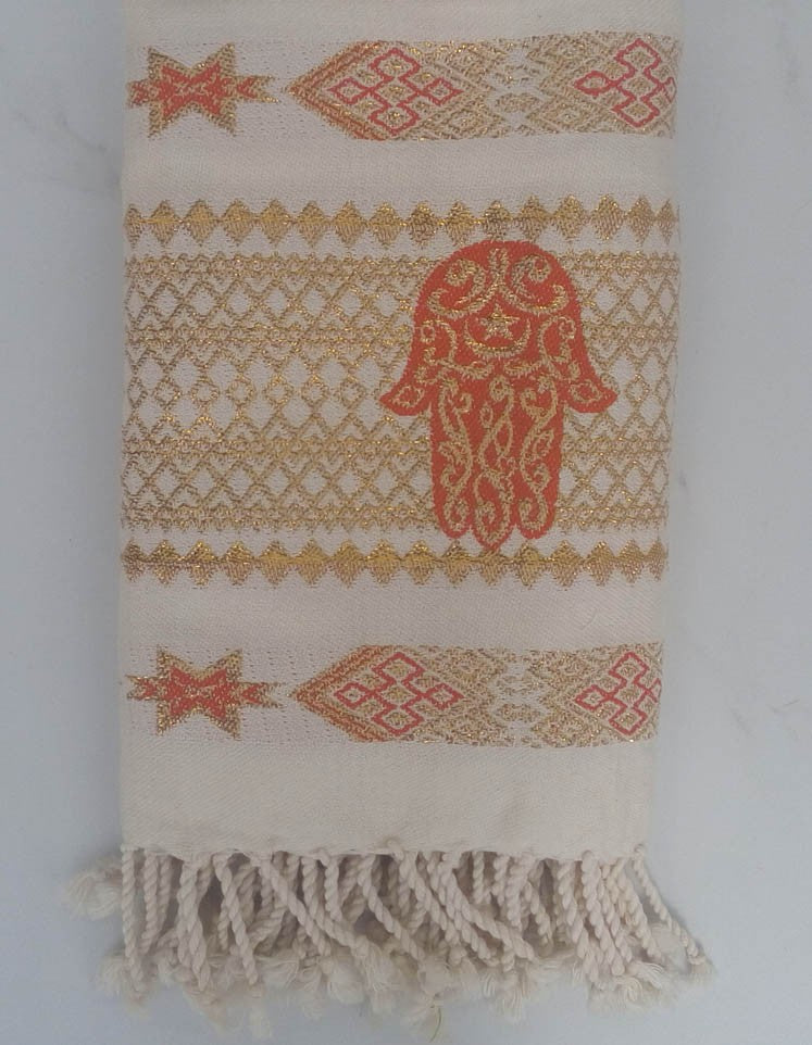 Fouta khomsa orange 