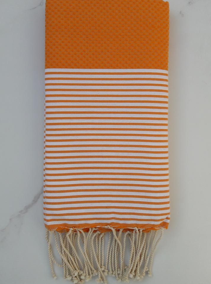 Fouta nid d'abeille tangerine 