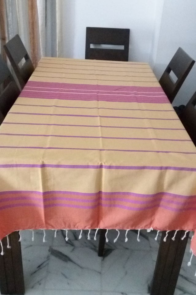 Jeté orange, jaune et mauve 