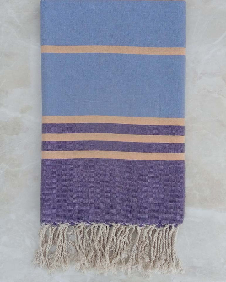 Jeté violet, bleu et capucine 