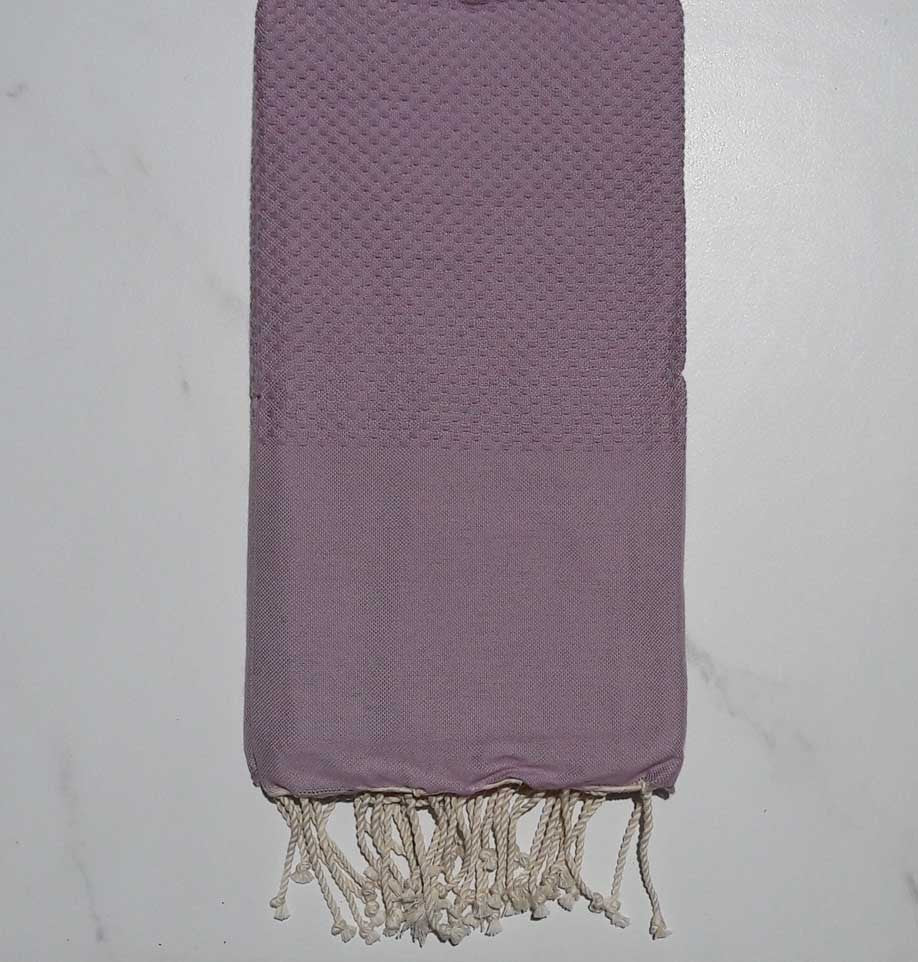 Fouta nid d'abeille unie parme 