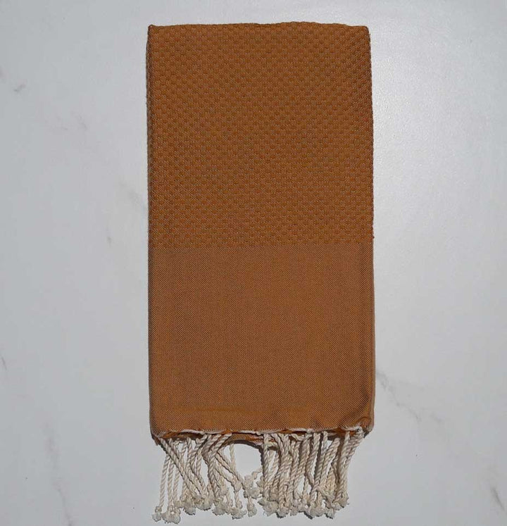 Fouta nid d'abeille unie orange brûlé 
