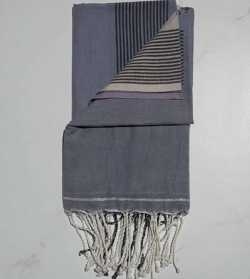 Paréo violet, écru et bleu horizon 