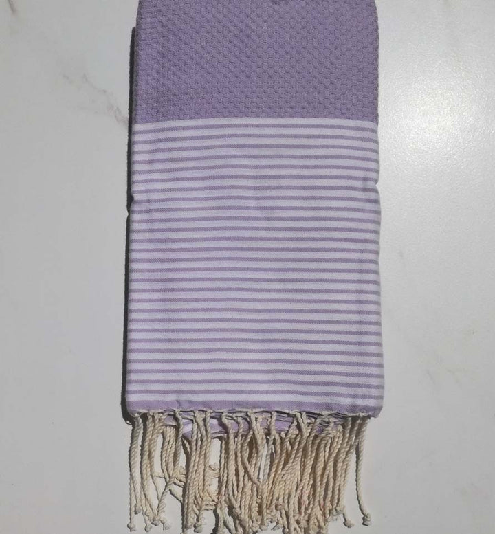 FOUTA NID D'ABEILLE glycine rayée blanc 