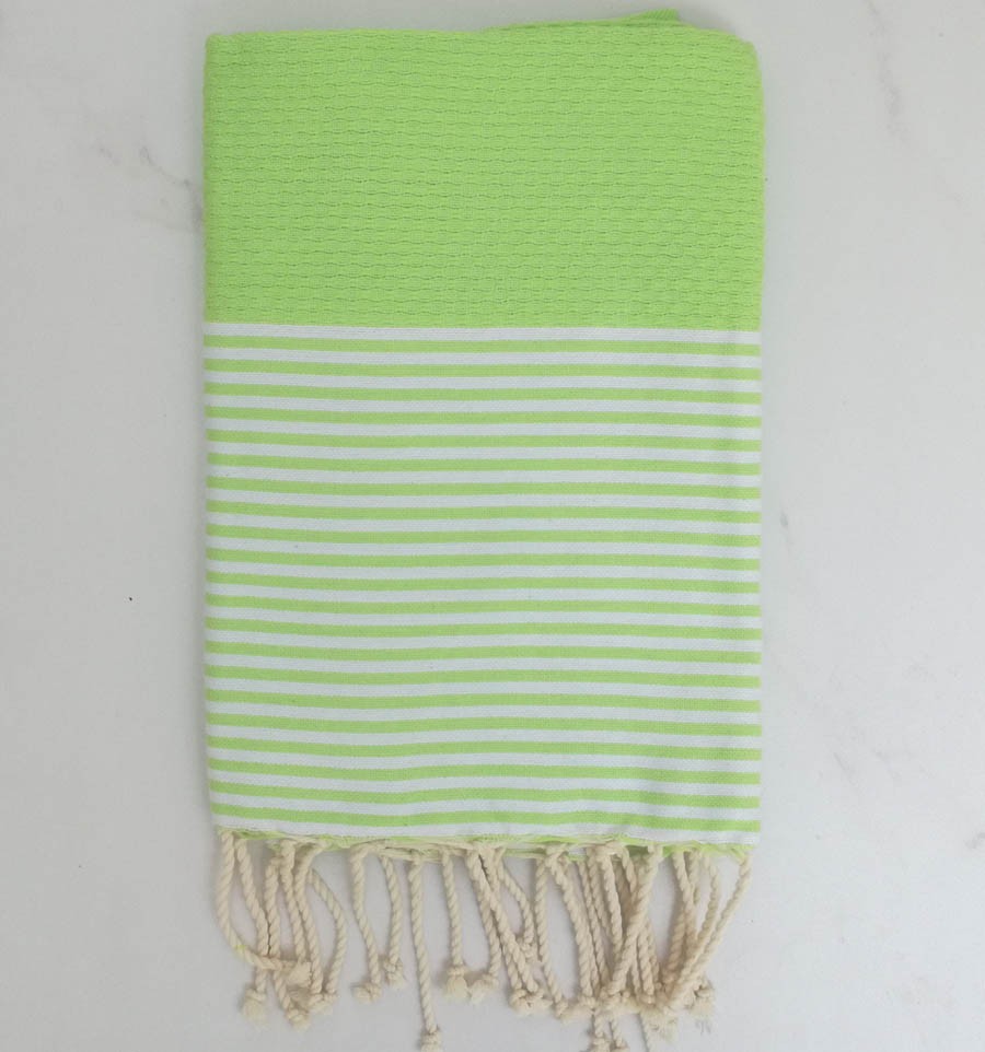 Fouta nid d'abeille vert anis 