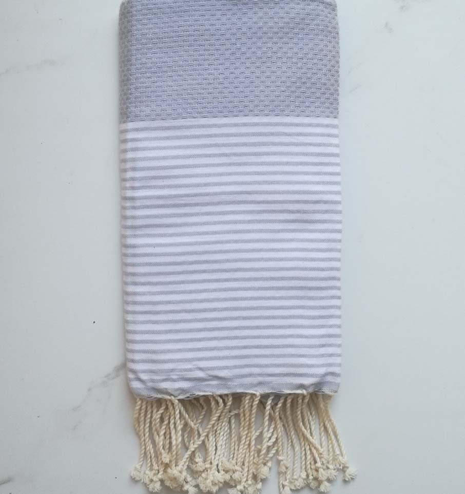 Fouta nid d'abeille bleu pervenche 