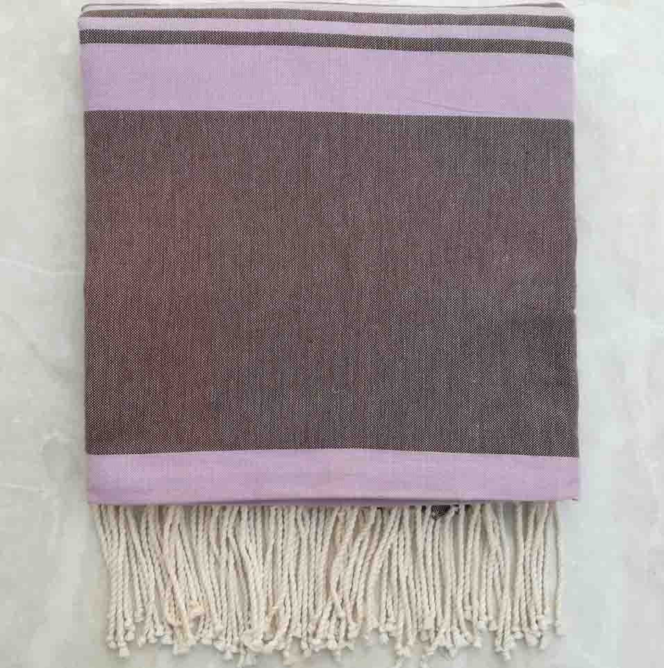 Jeté marron rayée glycine 