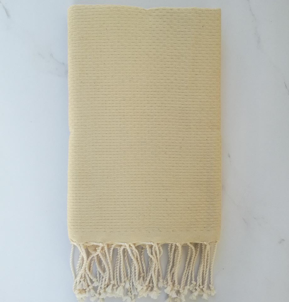 FOUTA Nid d'abeille unie jaune pale 