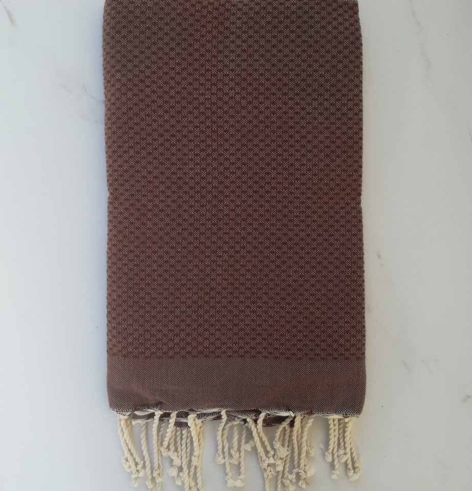 Nid d'abeille unie marron 