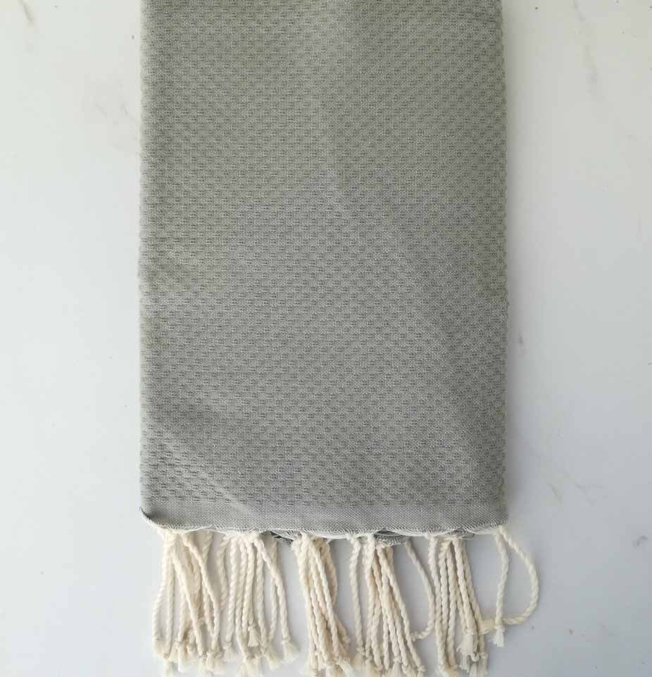 FOUTA nid d'abeille unie vert de gris 
