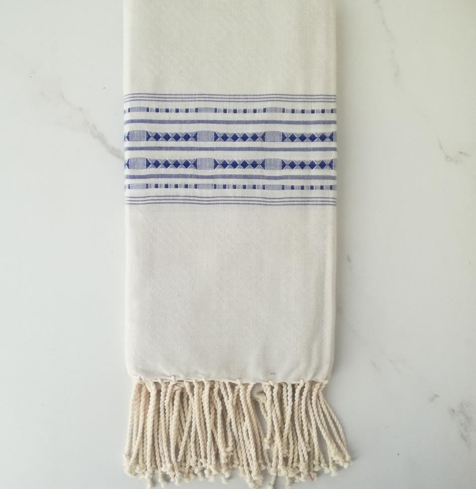 Fouta thalasso gris perle et bleu 