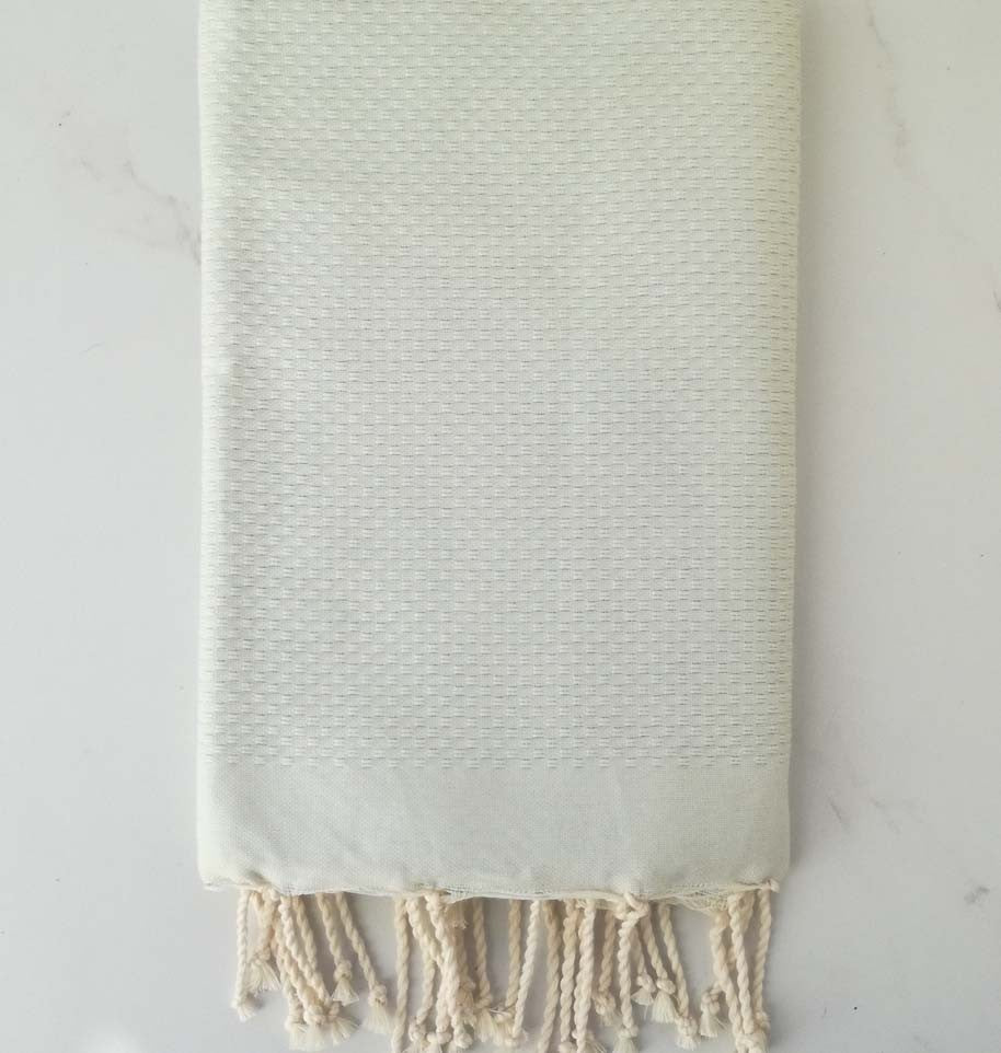 FOUTA nid d'abeille unie vert dragée 