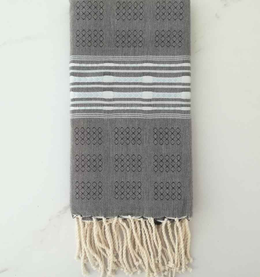 Fouta thalasso avec motifs bleu ciel 