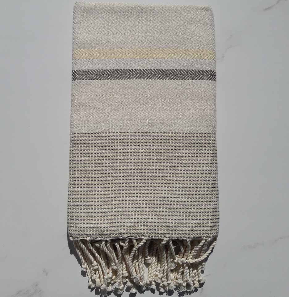 Chevron blanc crème, jaune pale et taupe 