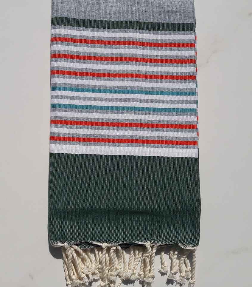 Fouta Plate vert avec rayures 