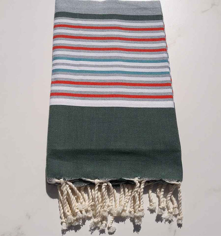 Fouta Plate vert avec rayures 