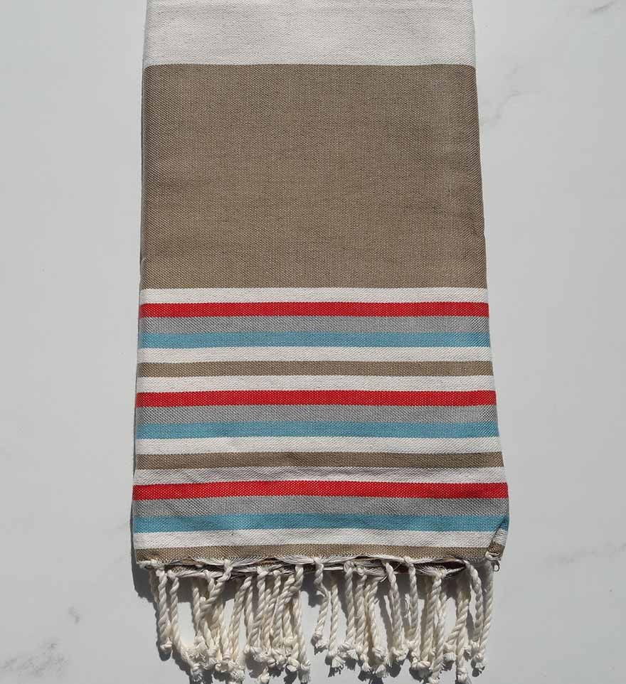 Fouta Plate marron clair avec rayures 