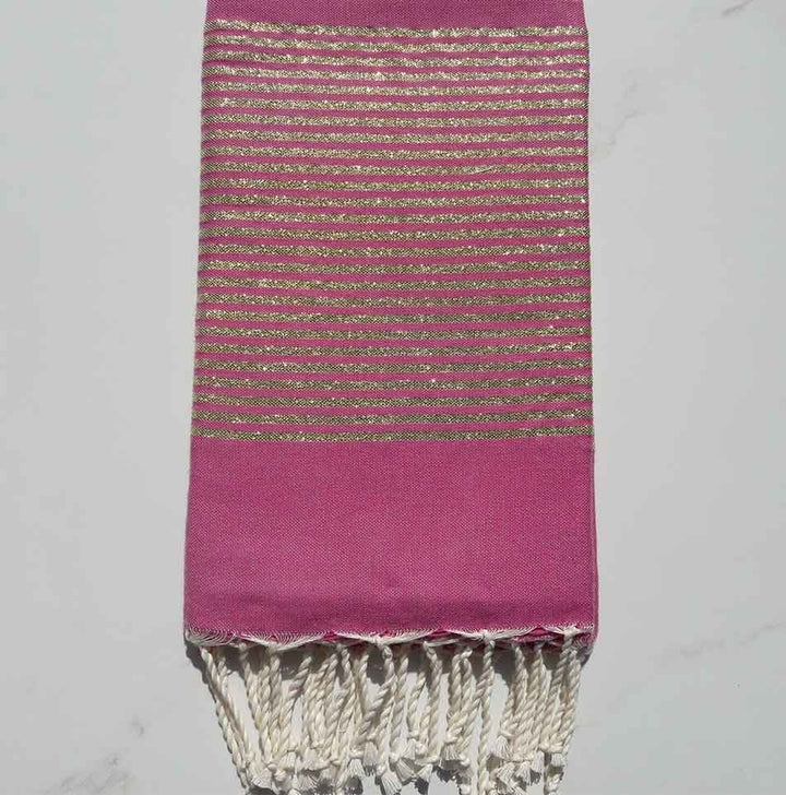 Fouta Lurex plate rose foncé 