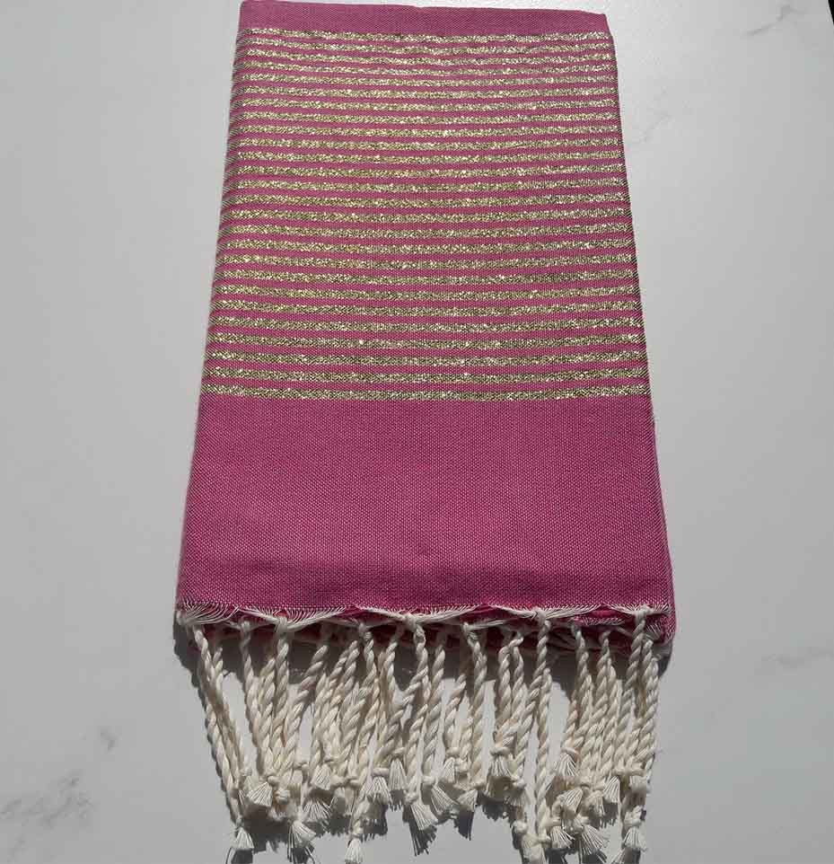 Fouta Lurex plate rose foncé 