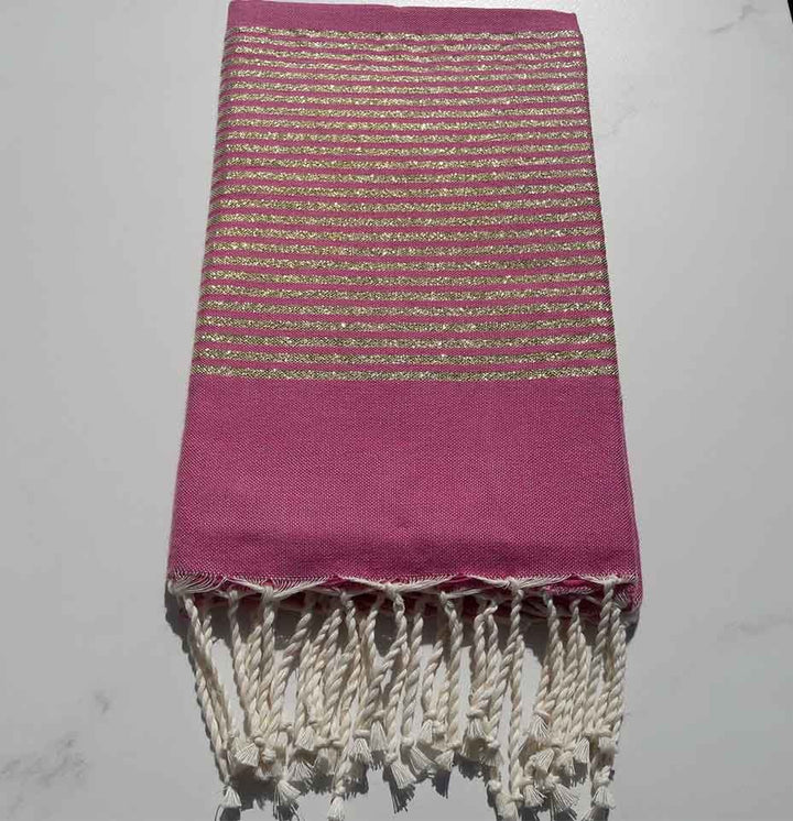 Fouta Lurex plate rose foncé 