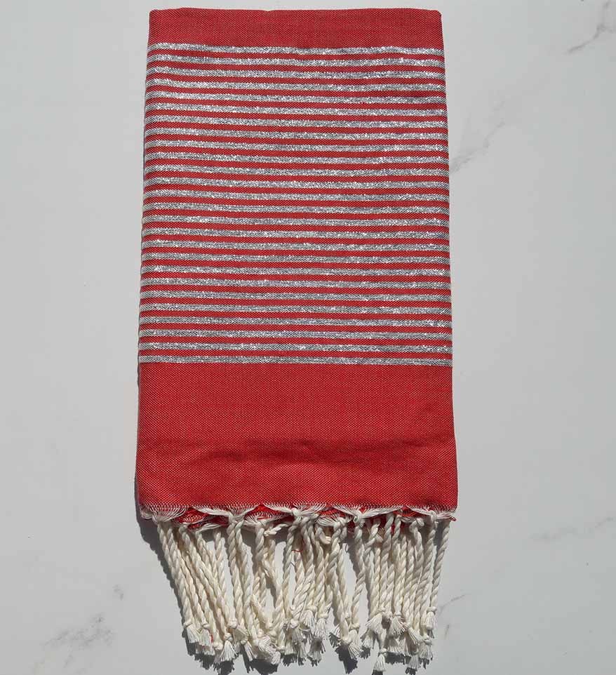Fouta lurex rouge feu 