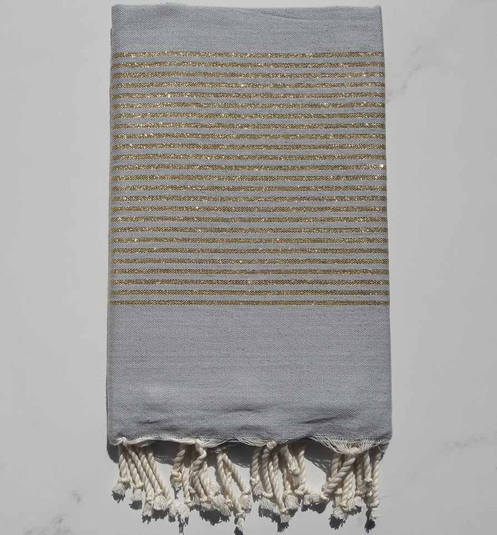 Fouta Lurex plate bleu charette 