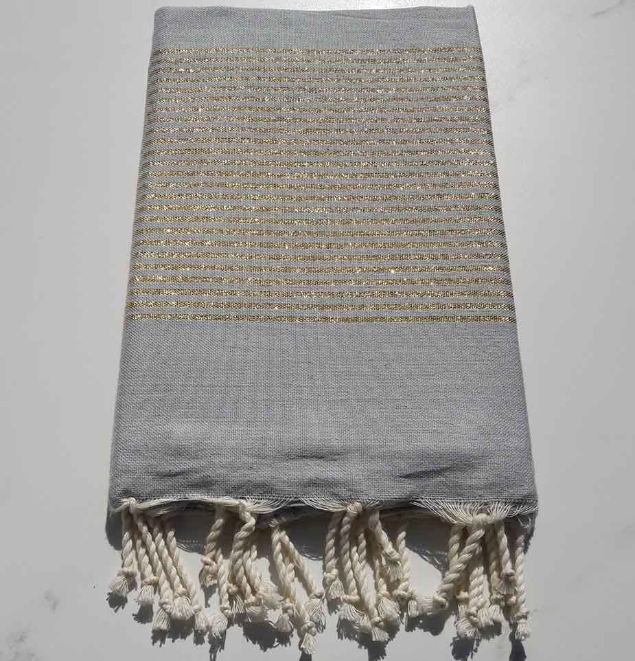 Fouta Lurex plate bleu charette 