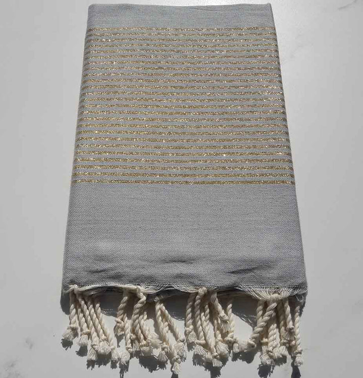 Fouta Lurex plate bleu charette 