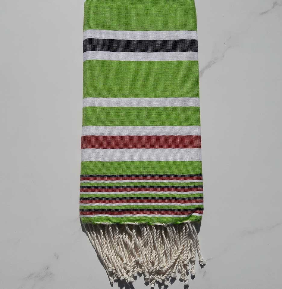 Fouta Dina vert prairie avec rayures 