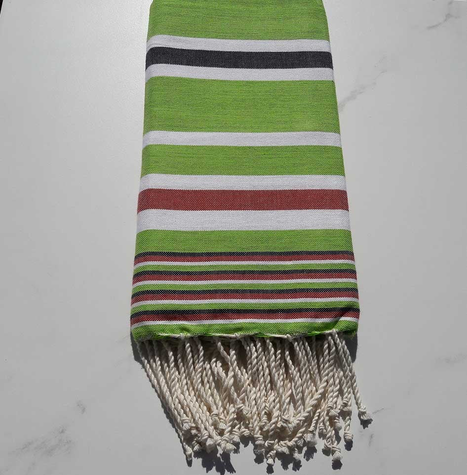 Fouta Dina vert prairie avec rayures 