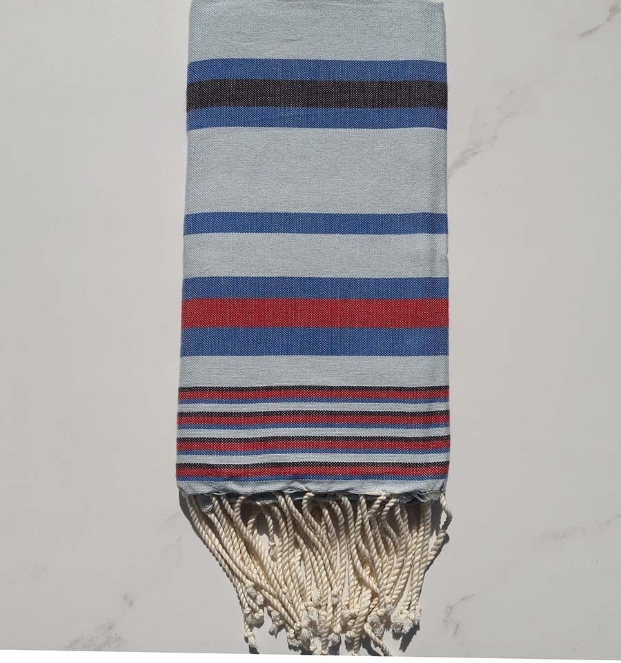 Fouta Dina bleu clair avec rayures 