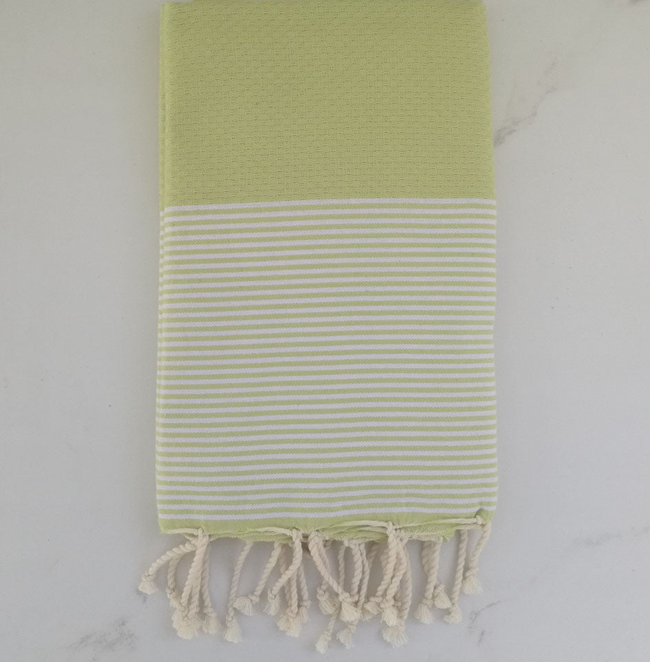 Fouta nid d'abeille vert pistache 