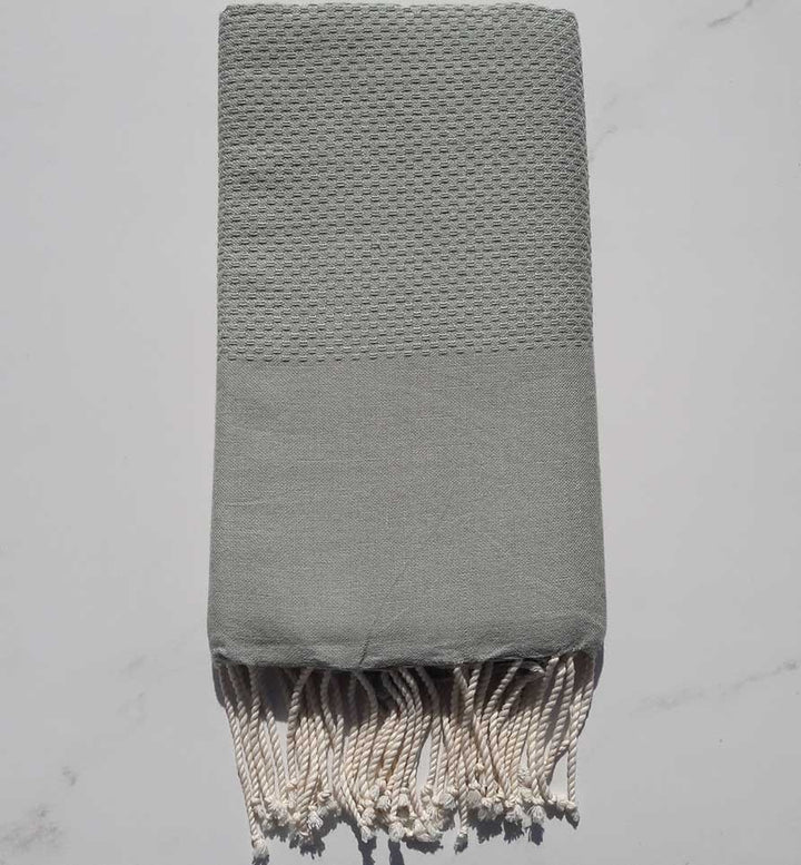 Fouta nid d'abeille unie vert pale 