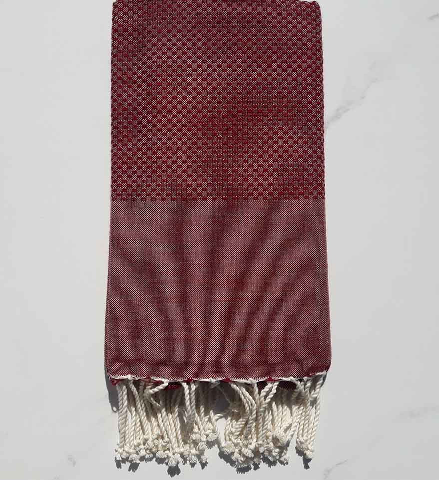 Fouta Nid d'abeille rouge pourpre 