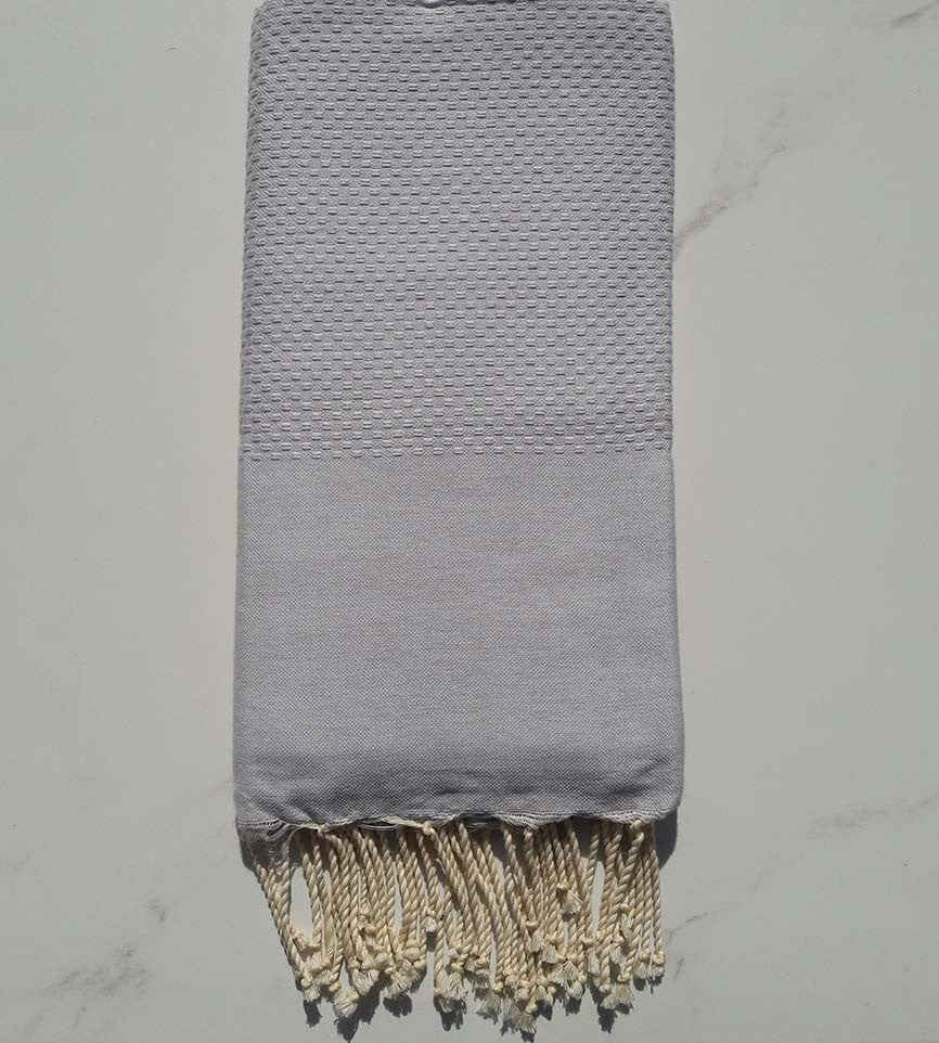 Fouta nid d'abeille unie bleu lavande 
