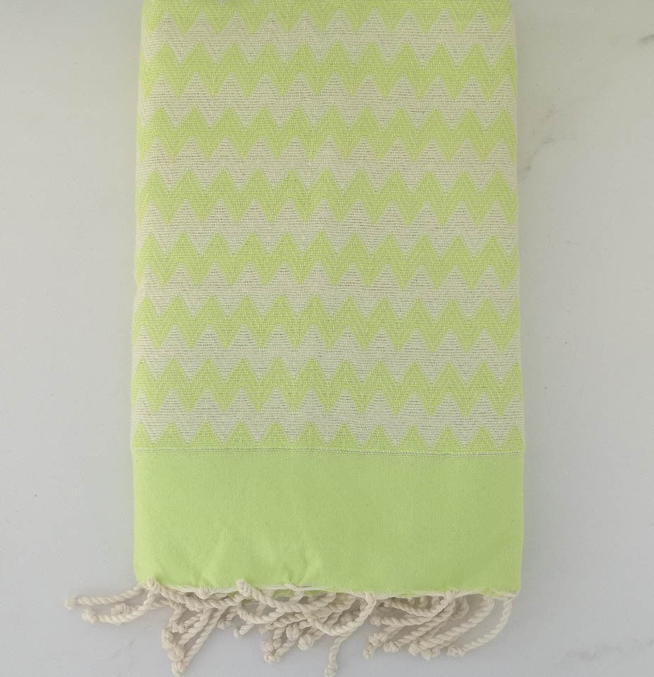 Fouta zigzag vert lime 