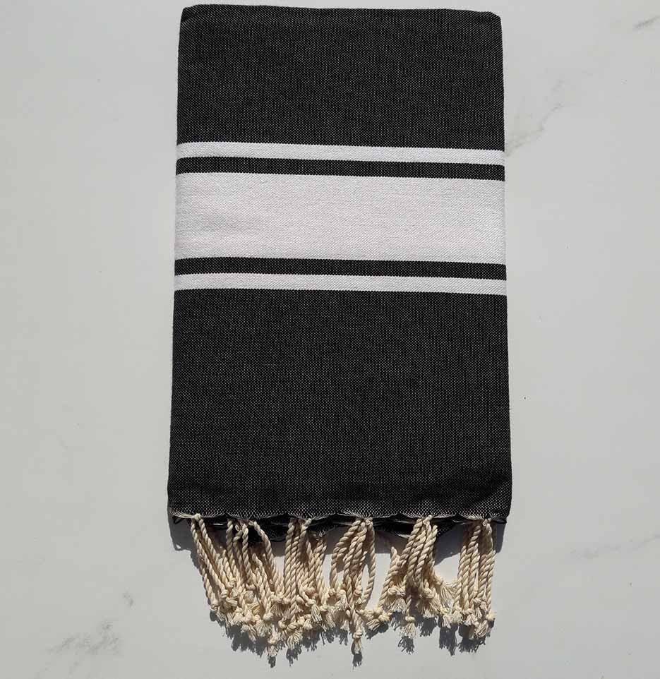 Fouta Plate gris noir 