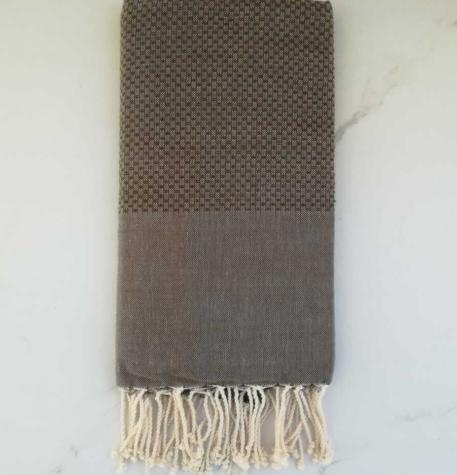 Fouta nid d'abeille unie vert militaire 