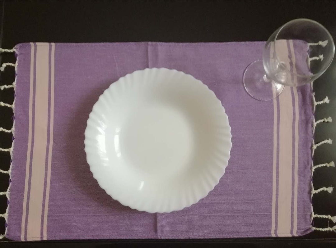 Mini fouta plate mauve avec rayures rose clair 