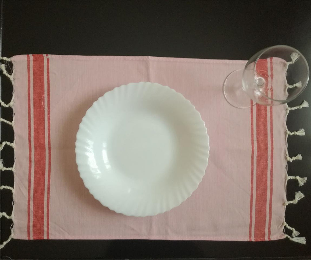 Mini fouta plate rose rayée rouge 