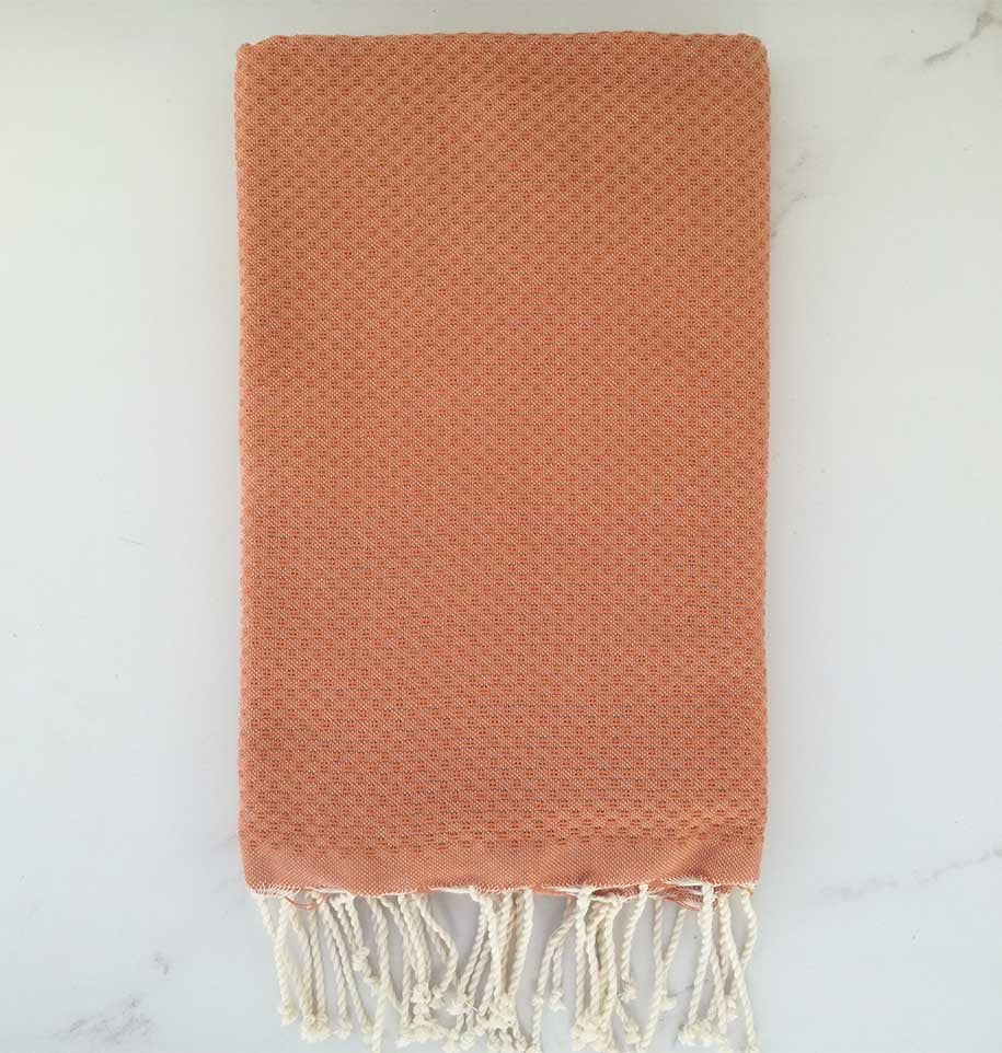 FOUTA Nid d'abeille unie abricot 