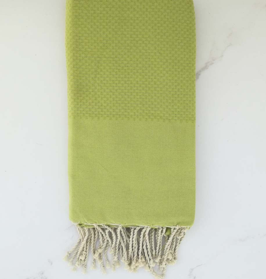Fouta nid d'abeille unie vert pistache 