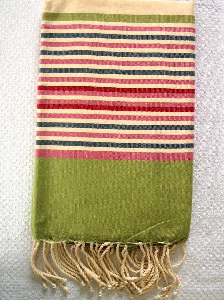 Fouta Plate ziwane à rayures  vert 