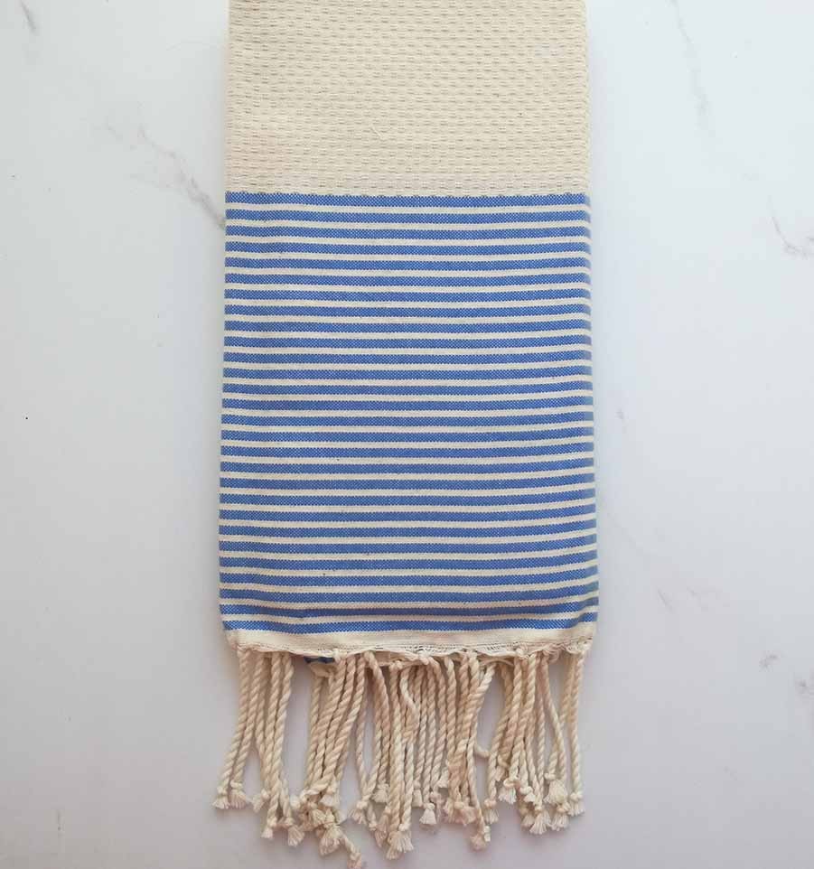 FOUTA NID D'ABEILLE écru avec rayures 