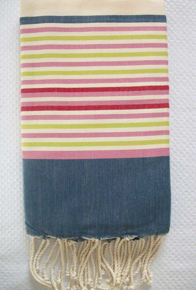 Fouta Plate ziwane 5 couleurs bleu jean 