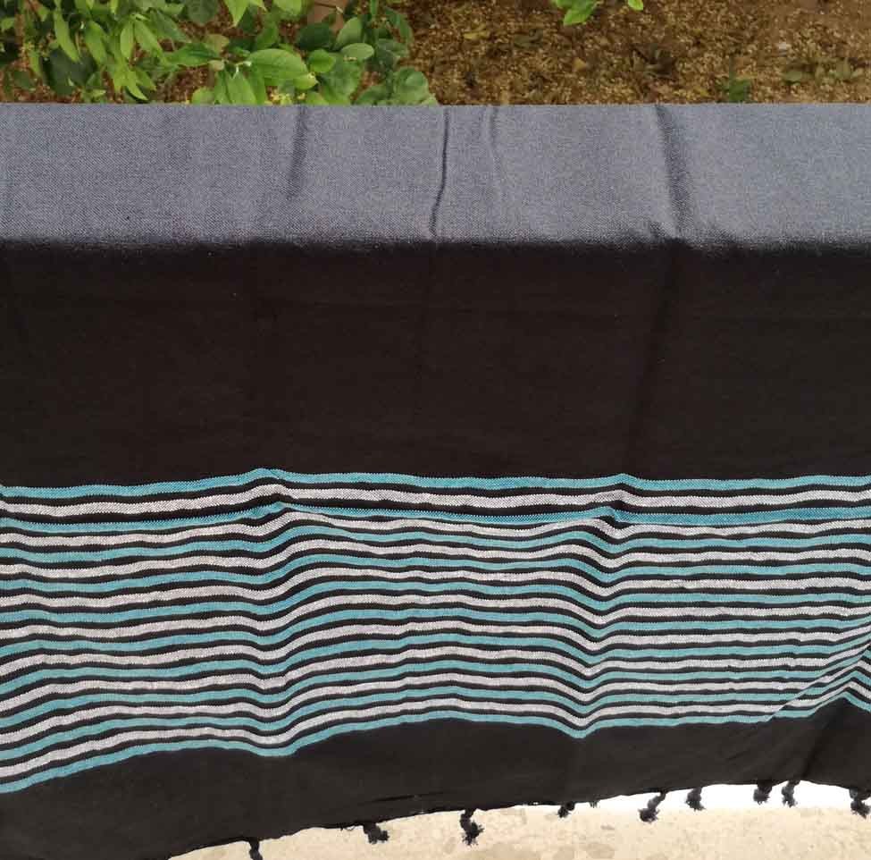 Fouta Lurex plate noir, bleu et argenté 
