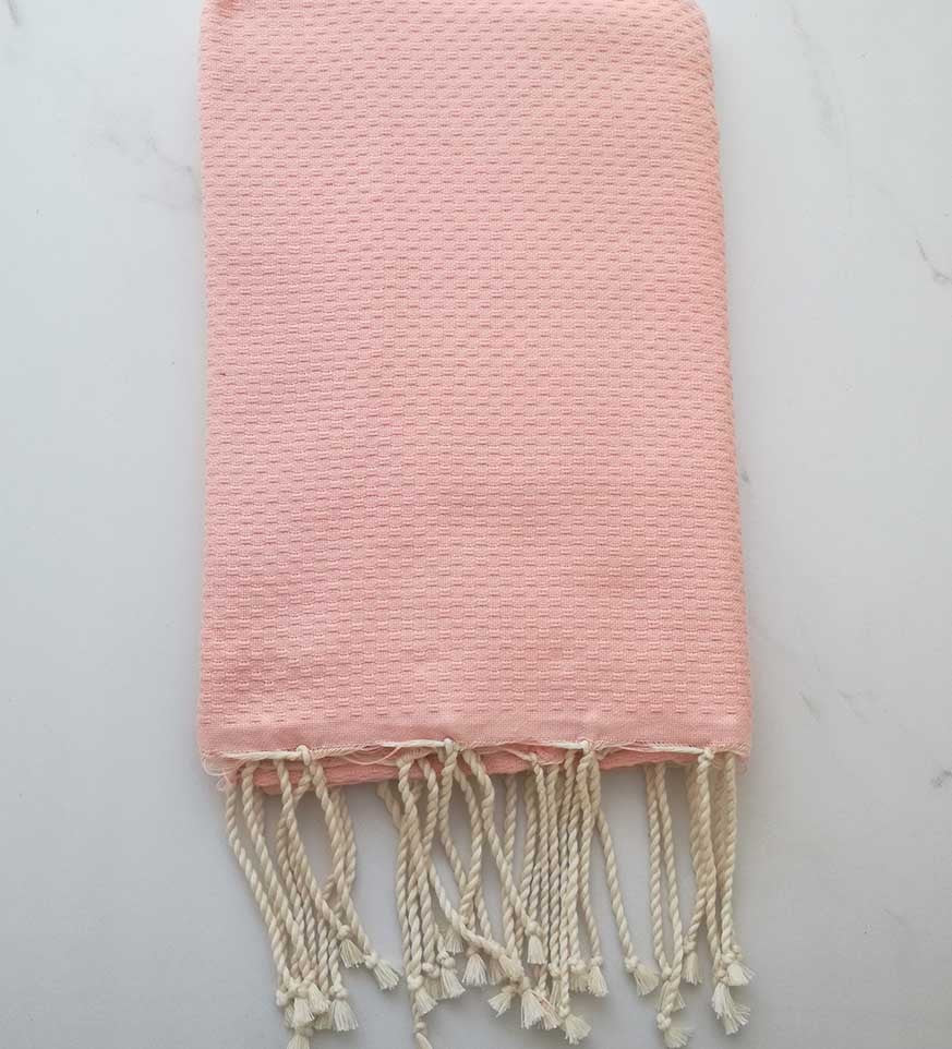 Fouta nid d'abeille unie rose violacé 