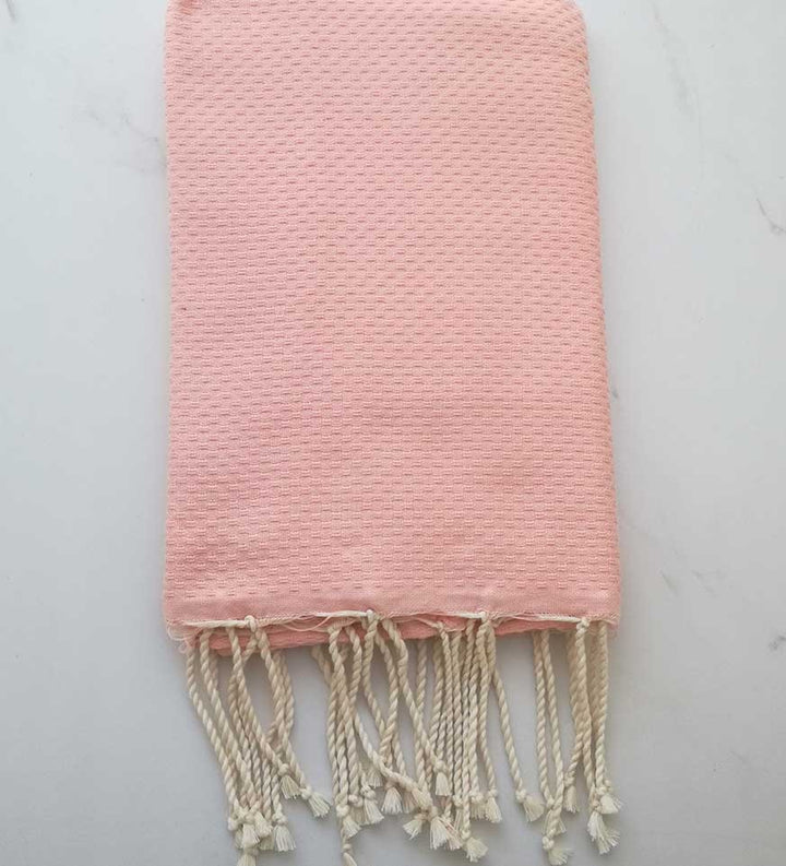Fouta nid d'abeille unie rose violacé 