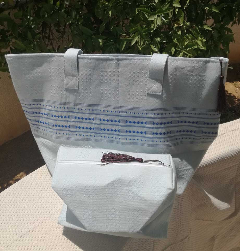 Sac de plage fouta thalasso bleu clair 