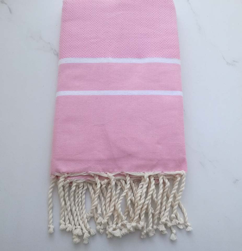Fouta chevron rose clair 